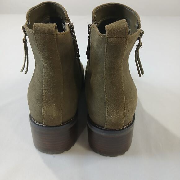 Blondo Boots 9.5 M Samara Waterproof Suede Leather Olive Pull On Double Zip - Picture 3 of 12